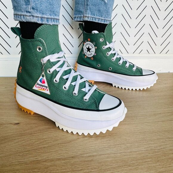 ⭐Converse Run Star Hike Hi Platform 7 Womens Shoes Floral Green Sneakers A11562C - Picture 3 of 14